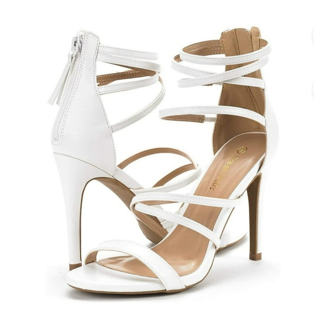 Dream Pairs Womens Heeled Sandals Dress Shoes Open Toe Ankle Back Zipper, SIZE 8